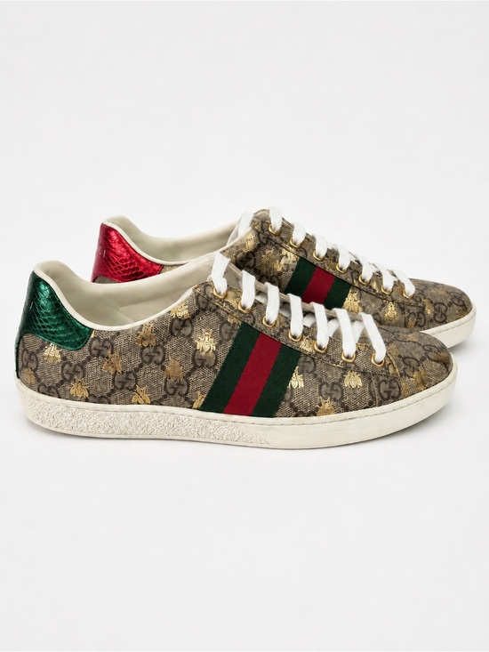 Gucci Shoes - Gucci | Ace GG Supreme Bee Web Stripe Low-Top Sneakers Made In Italy